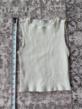 Reformation Ivory Ribbed Crewneck Tank